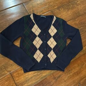 Brandy Melville Argyle Cardigan Sweater Womens S/XS